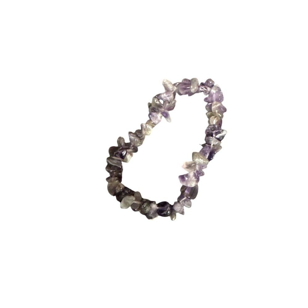 Natural Amethyst Gemstone Chip Stretch Bracelet‎ Purple Crystal Boho Jewelry